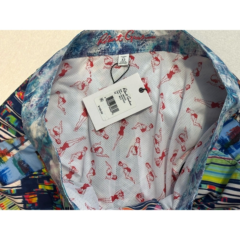 NWT $168 Robert Graham Swim Trunks Board Shorts Multicolor Men Classic Fit Sz 32 - Picture 6 of 7
